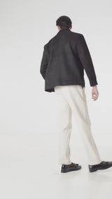 Suede Jacket With Zipper - Black