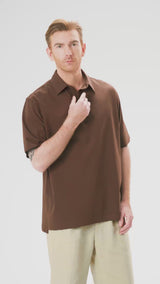 Risto Shirt - Dark brown (Open Collar)