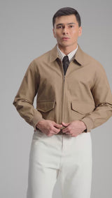 Denim Bomber Jacket - Khakis