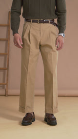 Siena High-Waist Pleated Trousers - Khakis (Wide Fit)