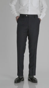 Trousers With Belt Loop - Deep Blue Stripe (Slim Straight)