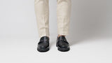 Penny Loafer Horsebit Silver Buckle- Black Leather (Eva Combat)