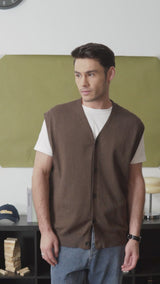 Knit Vest - Mocha Button-Up