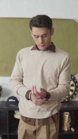Vittorio Long Sleeve Crew Neck - Beige