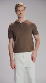 Noir Knit Polo Tee - Coffee