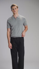 Renzo Knit Polo Tee - Grey Quarter-Zip