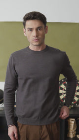 Vittorio Long Sleeve Crew Neck - Dark Grey