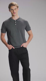 Ezra Knit Polo Tee - Grey