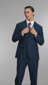 Single Breasted Suit Blazer - Oxford Blue (Regular Fit)