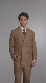 Double Breasted Suit Blazer - Golden Khaki (Regular Fit)