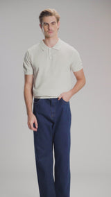 Ezra Knit Polo Tee - Beige