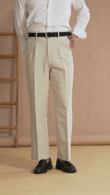 Vicolo Trousers With Belt Loop - Sand White Plain (Wide Fit)