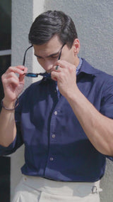 Emanuel Shirt - Navy Blue One-piece Collar