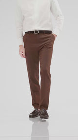 Trousers With Belt Loop - Dark Brown (Slim Straight)