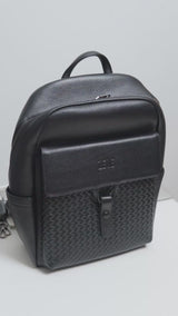 Genova Backpack - Black Weave Leather