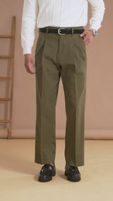 Venezia Pleated Trousers - Green (Wide Fit)