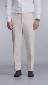 Trousers With Belt Loop - Ivory Beige (Regular Fit)