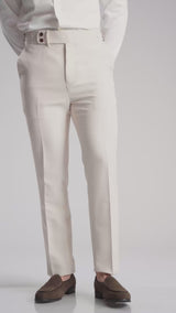 Trousers With Side Adjuster - Chalk White (Slim Straight)