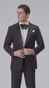 Single Breasted Suit Blazer Tux - Black Charcoal (Slim Fit)