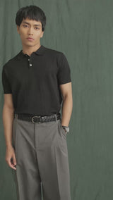 Kael Knit Polo Tee - Black