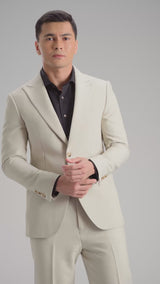 Single Breasted Suit Blazer - Sand White (Slim Fit)