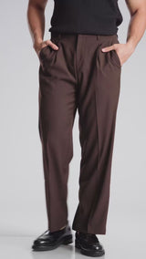 Velano Relaxed Trousers - Coffee (Wide Fit)