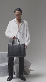 Bellagio Briefcase - Black Pebble Grain Leather