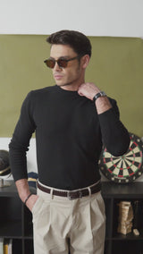 Vittorio Long Sleeve Crew Neck - Black
