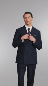 Double Breasted Suit Blazer - Deep Navy (Regular Fit)