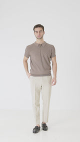 Basketweave Knit Polo Tee - Macchiato