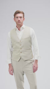 Single Row Button Vest - Sand White