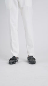 Moccasin Loafer Single Croco Strap - Black