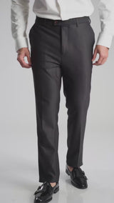 Trousers With Belt Loop - Grey Charcoal Shadow Stripe (Slim Straight)