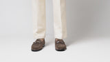 Mario Horsebit Moccasin Loafer - Dark Brown Suede Leather (Silver Buckle)