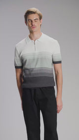 Arlo Striped Polo Tee - Grey Quarter-Zip