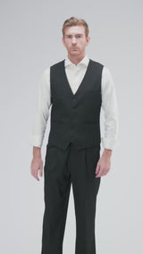 Single Row Button Vest - Jet Black