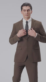 Single Breasted Suit Blazer - Coffee Plain (Notch Lapel)