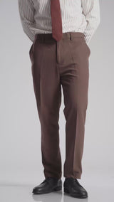 Trousers With Belt Loop - Dark Brown Pinstripe (Slim Straight)