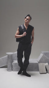 Genova Backpack - Black Weave Leather