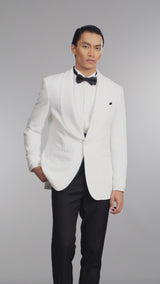 Single Breasted Suit Blazer Tux - Ivory White (Slim Fit)