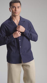 Sandro Shirt - Deep Navy (Camp Collar)