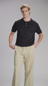 Noir Knit Polo Tee - Black