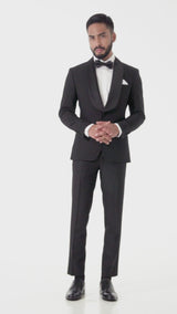 Single Breasted Tuxedo Blazer - Black Plain (Shawl Lapel)