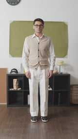 Knit Vest - Beige Button-Up