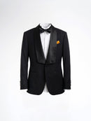 Single Breasted Suit Blazer Tux - Jet Black Wide Lapel (Slim Fit)