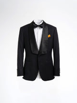 Single Breasted Suit Blazer Tux - Jet Black Wide Lapel (Slim Fit)