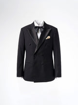 Double Breasted Suit Blazer Tux - Jet Black (Slim Fit)