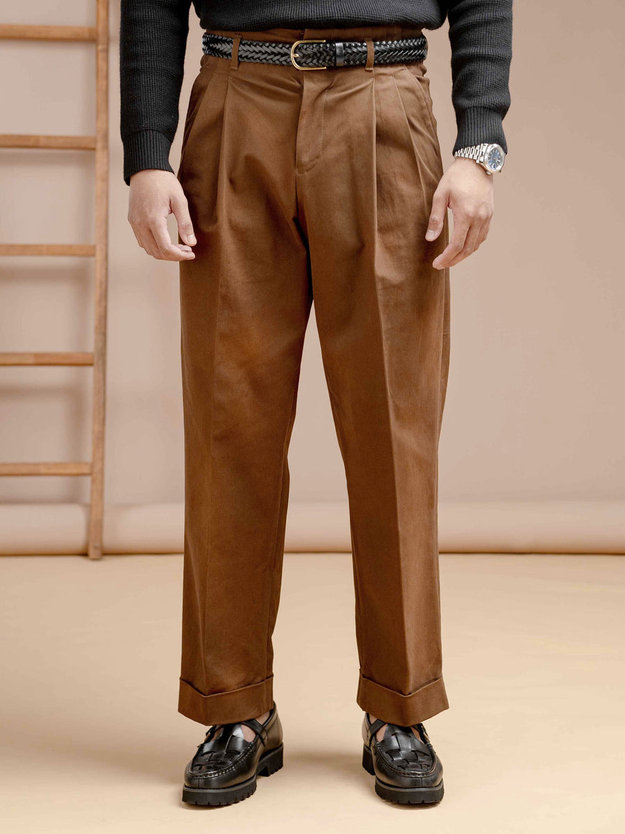 sienahighwaistpleated_brown2_2 - Zeve