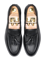 2-TASSEL-LOAFER-BLACK-PEBBLE-GRAIN-LEATHER-ZEVE-INTERNATIONAL-MEN-SHOES - Zeve