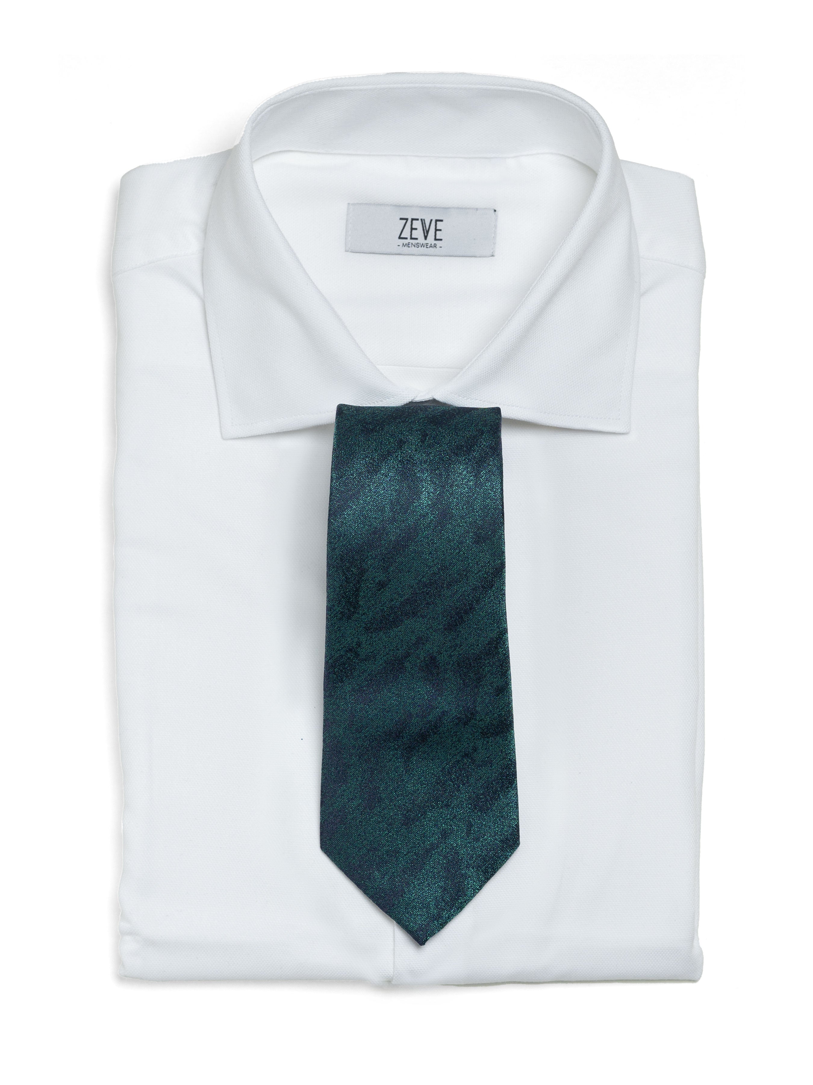 Brushed Abstract Tie - Emerald Green - Zeve Shoes